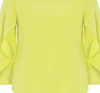 Dorothy Perkins Womens Lime green split sleeve top- Green