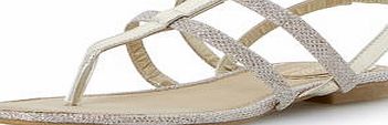 Dorothy Perkins Womens Limmy Toe Post Flat Sandal- Gold DP96100596