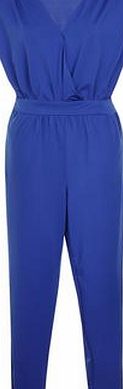 Dorothy Perkins Womens Little Mistress Blue Wrap Over Jumpsuit-