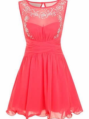 Womens Little Mistress Coral Embellished Prom