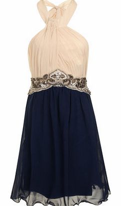 Womens Little Mistress Cream And Navy Prom