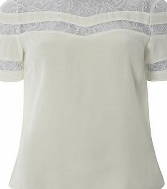 Dorothy Perkins Womens Luxe Cream Lace Insert blouse- Cream