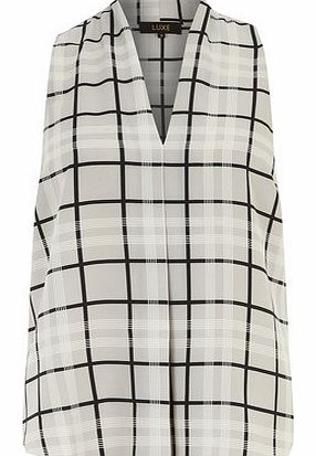 Dorothy Perkins Womens Luxe Grey check v neck blouse- Grey