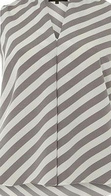 Dorothy Perkins Womens Luxe Grey Stripe V Neck Blouse- Grey
