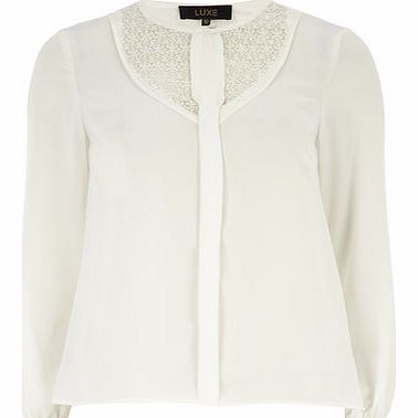 Dorothy Perkins Womens Luxe Ivory lace insert blouse- Ivory