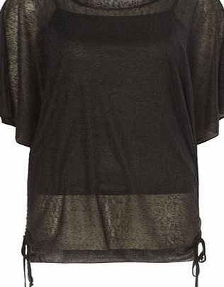 Dorothy Perkins Womens Mandi Black Dipped Hem Batwing Top- Black