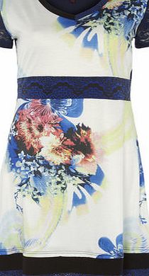 Dorothy Perkins Womens Mandi Multi Blue Floral Print Dress- Blue