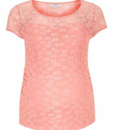 Dorothy Perkins Womens Maternity daisy lace top- Coral DP12288822