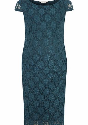 Womens Maternity Teal lace bodycon dress- Teal