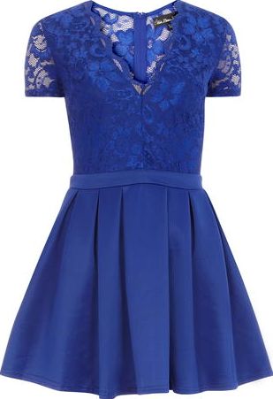Dorothy Perkins, 1134[^]262015000707793 Womens Mela Blue V Neck Lace Dress- Blue