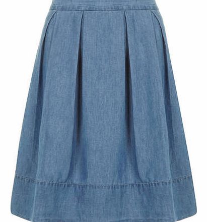 Dorothy Perkins Womens Mid wash denim midi skirt- Blue DP70281224