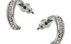 Womens Mini Stone Hoop Earring- Silver DP49814489