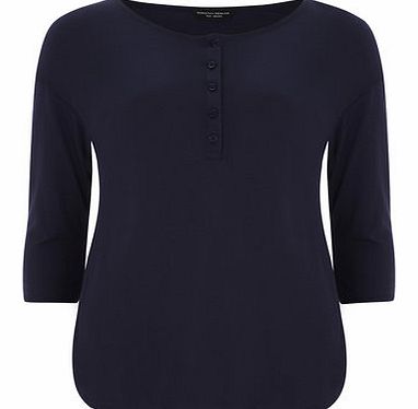 Dorothy Perkins Womens Navy button front tee- Navy DP56377823