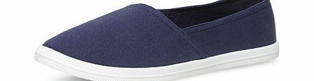 Dorothy Perkins Womens Navy canvas slip-ons- Navy DP19935323
