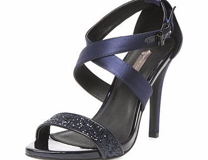 Dorothy Perkins Womens Navy glitter strappy sandals- Navy