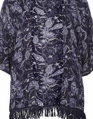 Dorothy Perkins Womens Navy Paisley Floral Kimono- Blue DP67201823