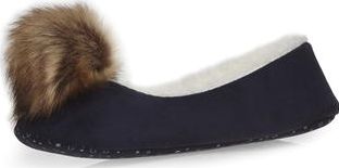 Dorothy Perkins, 1134[^]262015000712048 Womens Navy pompom ballerina slippers- Navy