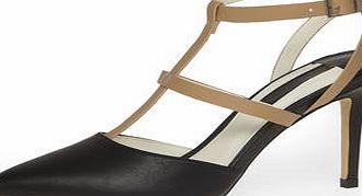 Dorothy Perkins Womens Nude and Black T-Bar court shoes- Nude