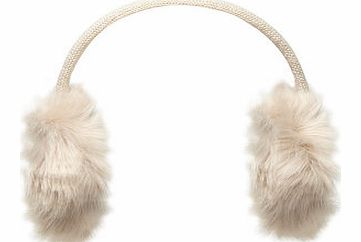 Dorothy Perkins Womens Nude Faux Fur Sequin Ear Muffs- White
