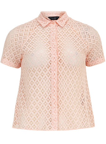 Dorothy Perkins Womens Nude Floral Lace Shirt- Nude DP05436383