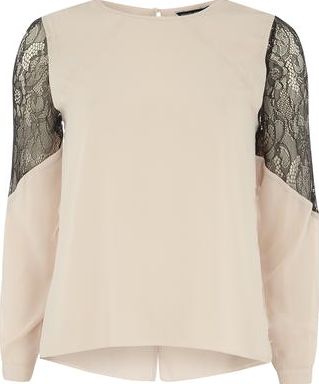 Dorothy Perkins, 1134[^]262015000709801 Womens Nude Lace Insert Blouse- Nude DP05602635