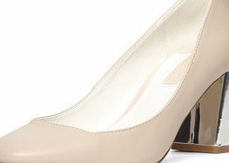 Dorothy Perkins Womens Nude metallic heel court shoes- White