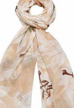Dorothy Perkins Womens Nude Oversize Lily Print Scarf- White