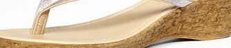 Dorothy Perkins Womens Nude toe post glitter wedges- Nude