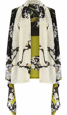 Womens Orien Love Green Floral Kimono Waistcoat-