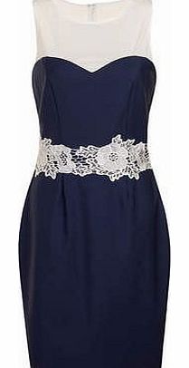 Dorothy Perkins Womens Paper Dolls Navy and cream Mesh Bodycon