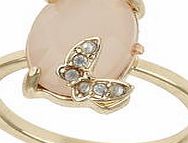 Dorothy Perkins Womens Peach Stone Butterfly Ring- Pink DP49815618