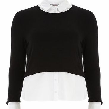 Dorothy Perkins Womens Petite 2 in 1 shirt top- Black DP79273601