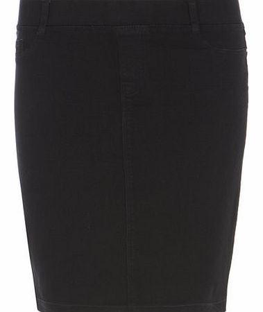 Womens Petite black denim skirt- Black DP79253301