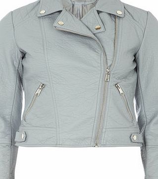 Dorothy Perkins Womens Petite blue textured biker jacket- Blue