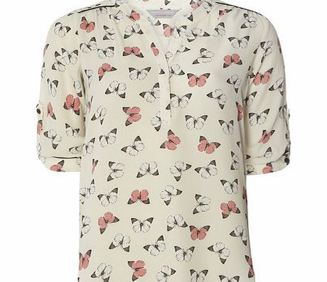 Dorothy Perkins Womens Petite butterfly roll sleeve top- Ivory