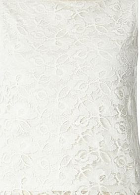 Dorothy Perkins Womens Petite embellished lace shell top- White