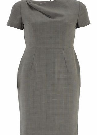 Womens Petite grey check shift dress- Grey