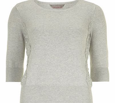 Womens Petite grey lace jumper- Grey DP79232700