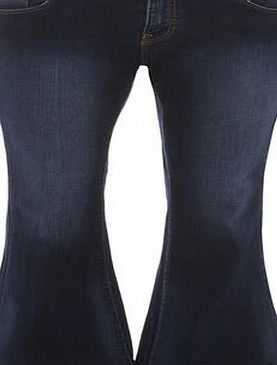 Dorothy Perkins Womens Petite mid wash flare jeans- Blue