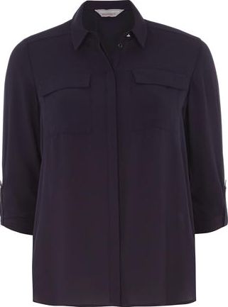 Dorothy Perkins, 1134[^]262015000712856 Womens Petite Purple Pocket Shirt- Purple