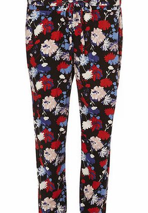 Dorothy Perkins Womens Petite red floral joggers- Black DP79295801