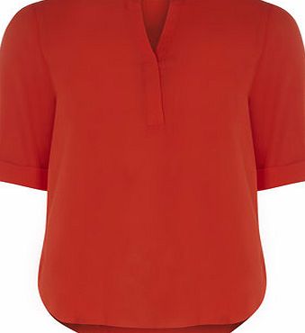 Dorothy Perkins Womens Petite roll sleeve shirt- Orange DP79293954