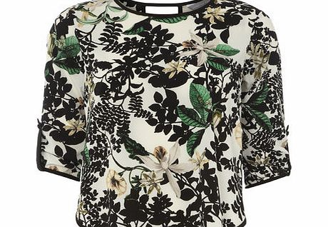 Dorothy Perkins Womens Petite shadow floral blouse- White