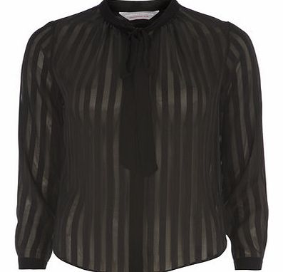 Dorothy Perkins Womens Petite sheer stripe blouse- Black