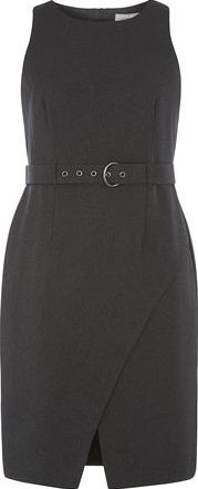 Dorothy Perkins, 1134[^]262015000713120 Womens Petite Textured Belted Dress- Grey