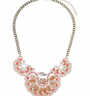 Dorothy Perkins Womens Pink Beaded Fan Necklace- Pink DP49815428