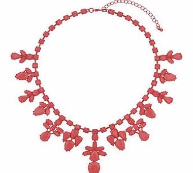 Womens Pink Flower Short Necklace- Pink DP49814428