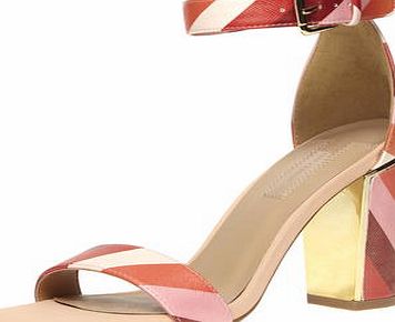 Dorothy Perkins Womens Pink stripe metal heel sandals- Pink