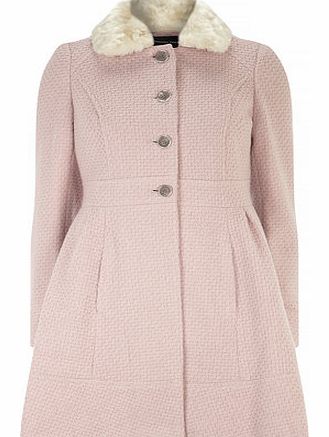 Dorothy Perkins Womens Pink Textured Fit and Flare Coat- Blush