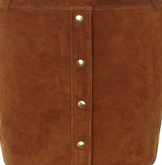 Dorothy Perkins Womens Premium Tan Button Front Suede Skirt-